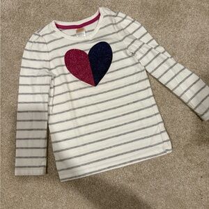 Gymboree Striped Glitter Heart Long Sleeve Kids Shirt